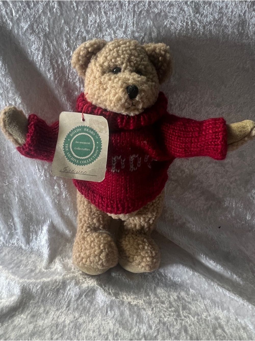Boyds Bears Tan Plush Bear with Red Sweater
